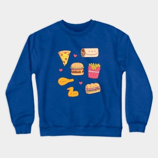 Cute Takeaway Food Doodles Pattern Crewneck Sweatshirt